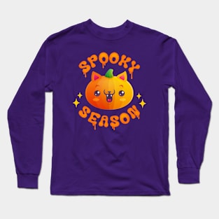 Cute pumpkin cat for Halloween Long Sleeve T-Shirt